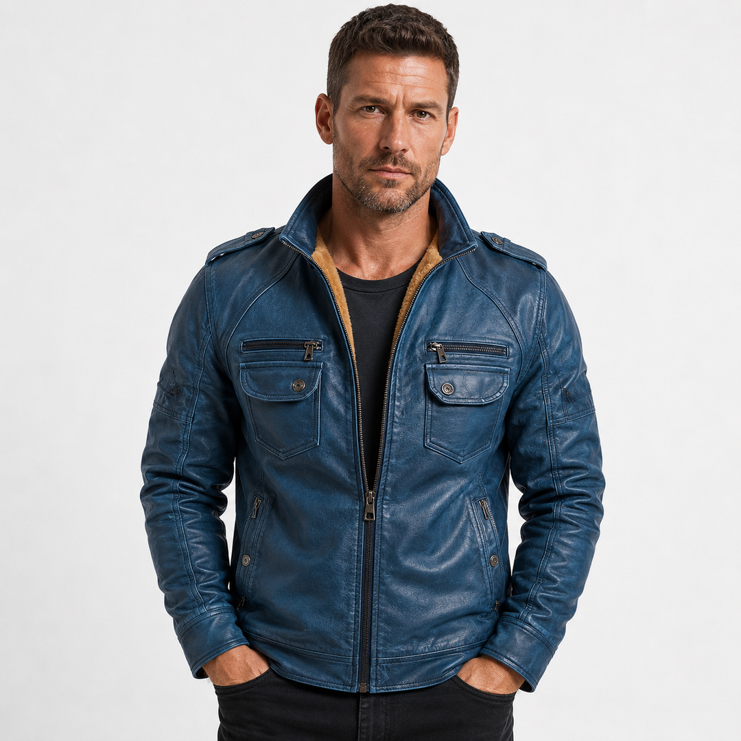 Mario | giubbotto biker uomo foderato in pile – giacca invernale in ecopelle