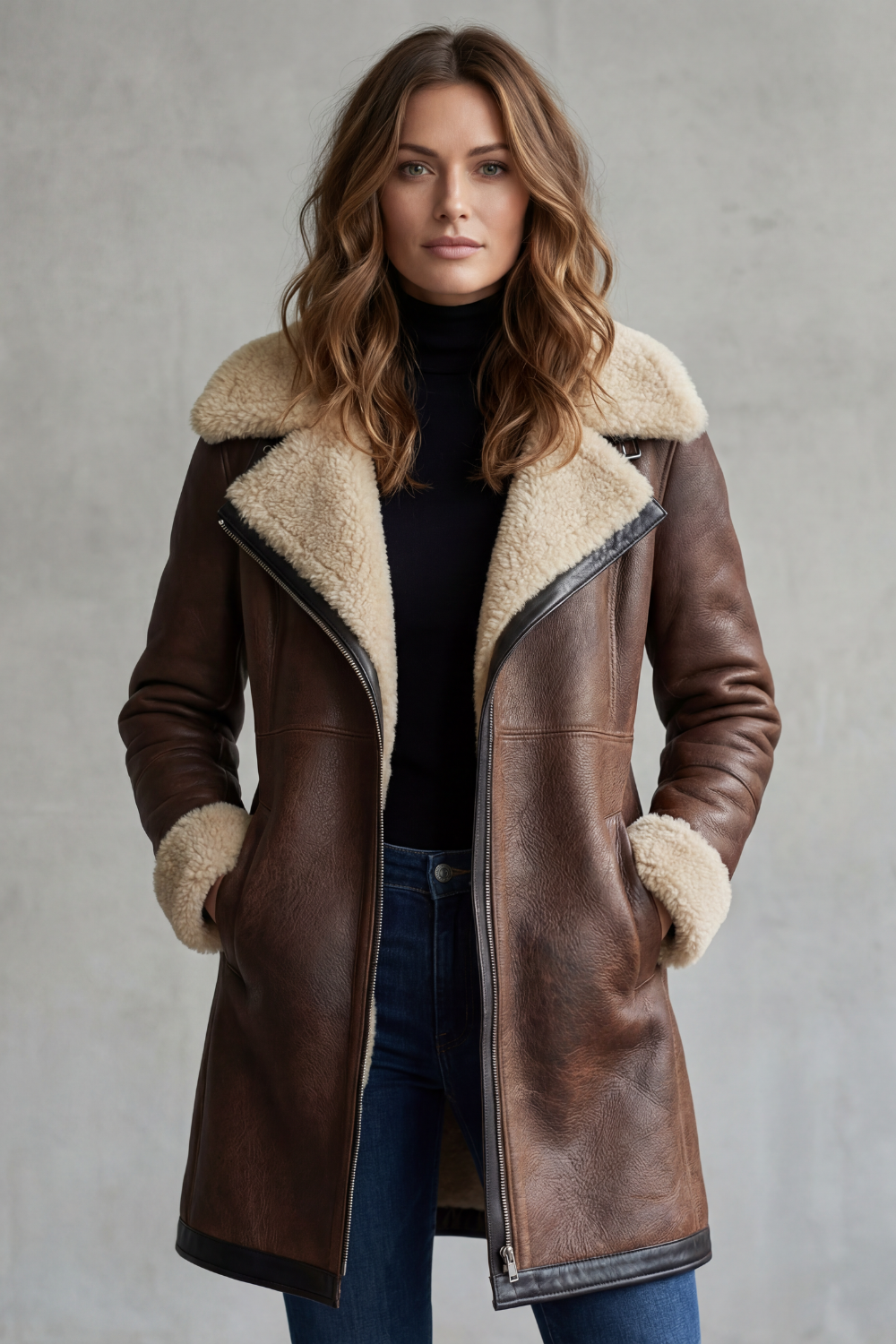 Adelaide – cappotto donna in ecopelle con fodera effetto montone