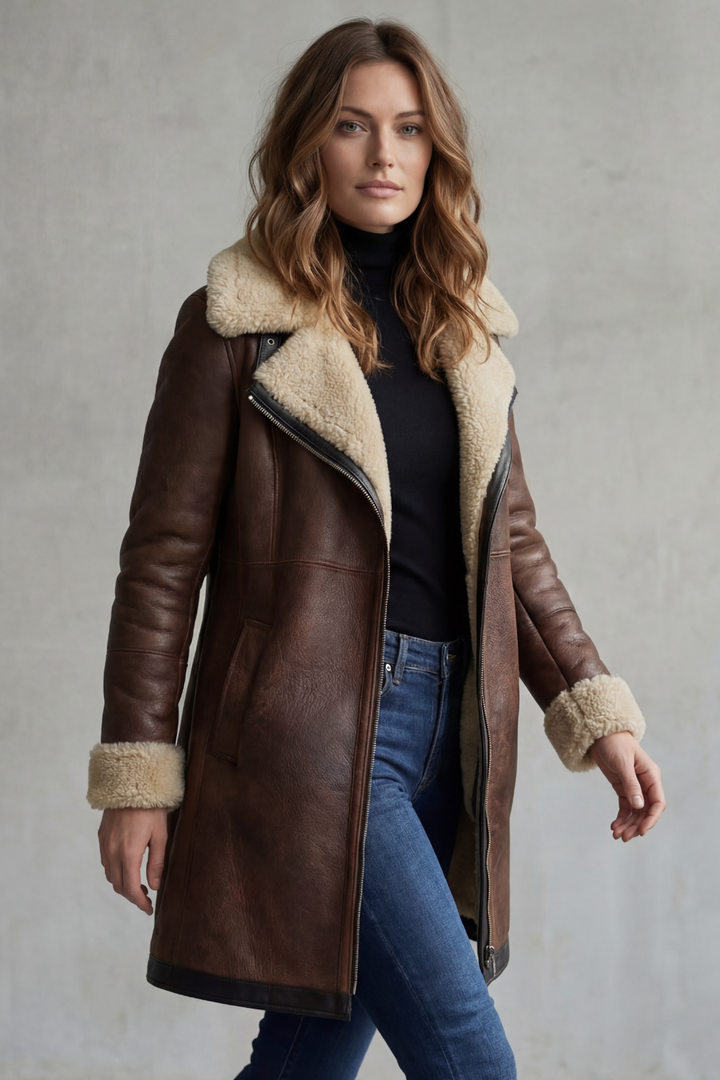 Adelaide – cappotto donna in ecopelle con fodera effetto montone