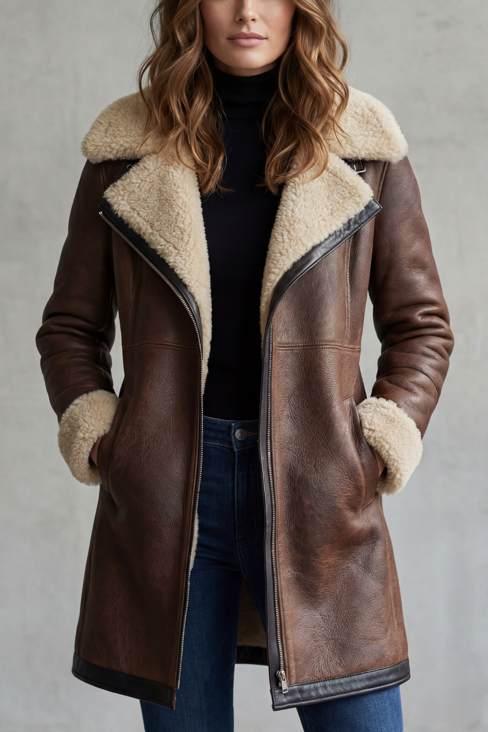 Adelaide – cappotto donna in ecopelle con fodera effetto montone