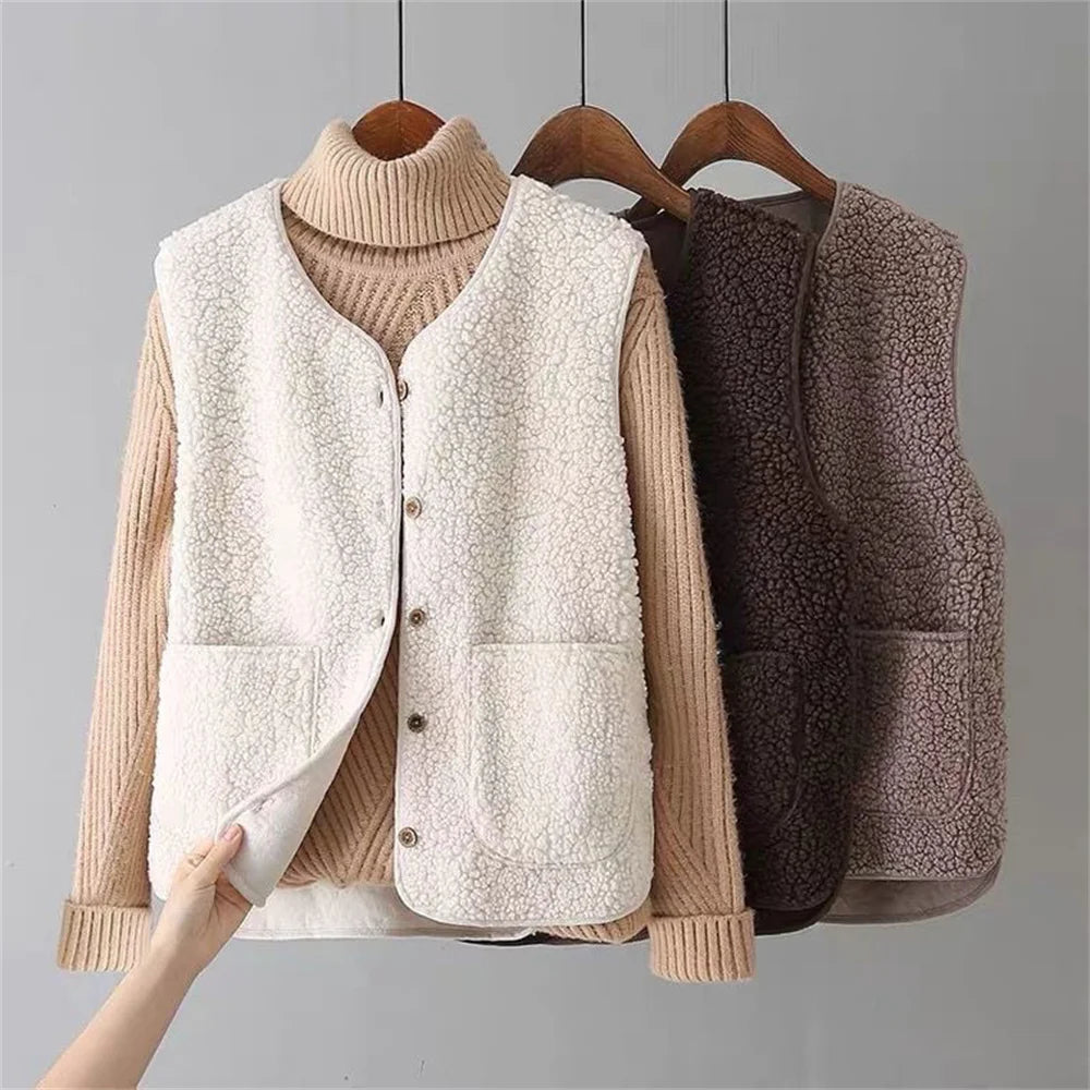 Milena – gilet donna effetto montone