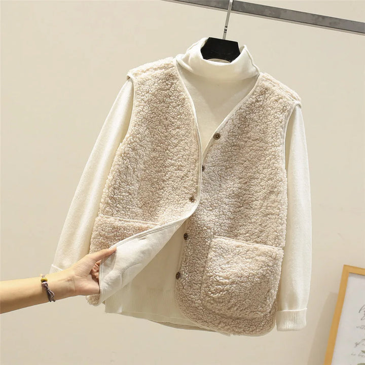 Milena – gilet donna effetto montone