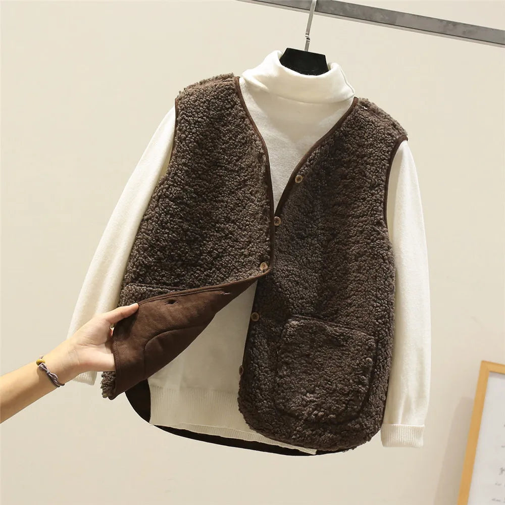 Milena – gilet donna effetto montone