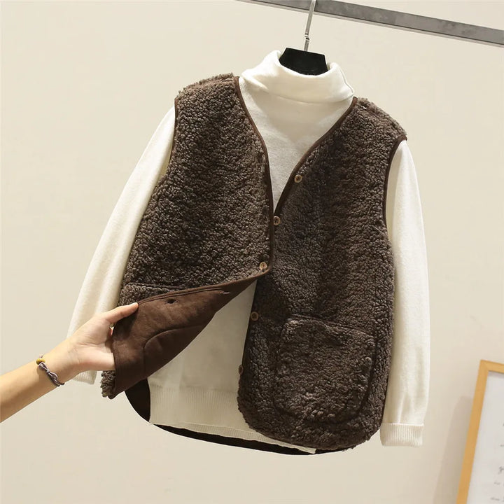 Milena – gilet donna effetto montone