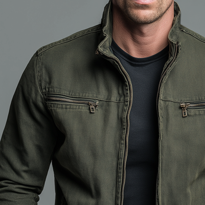 Nicola – giacca uomo vintage con zip e collo alto
