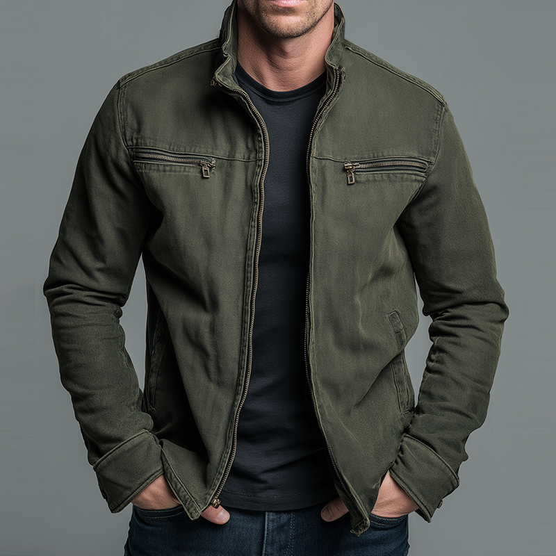 Nicola – giacca uomo vintage con zip e collo alto