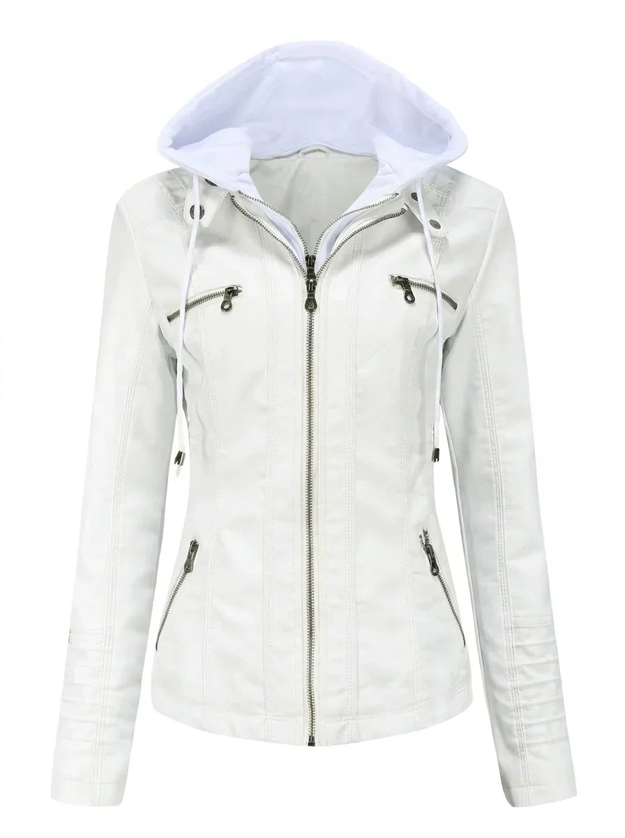 Giacca pelle donna con cappuccio – Assunta