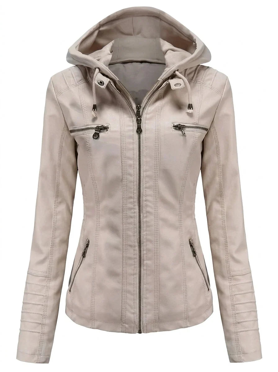 Giacca pelle donna con cappuccio – Assunta