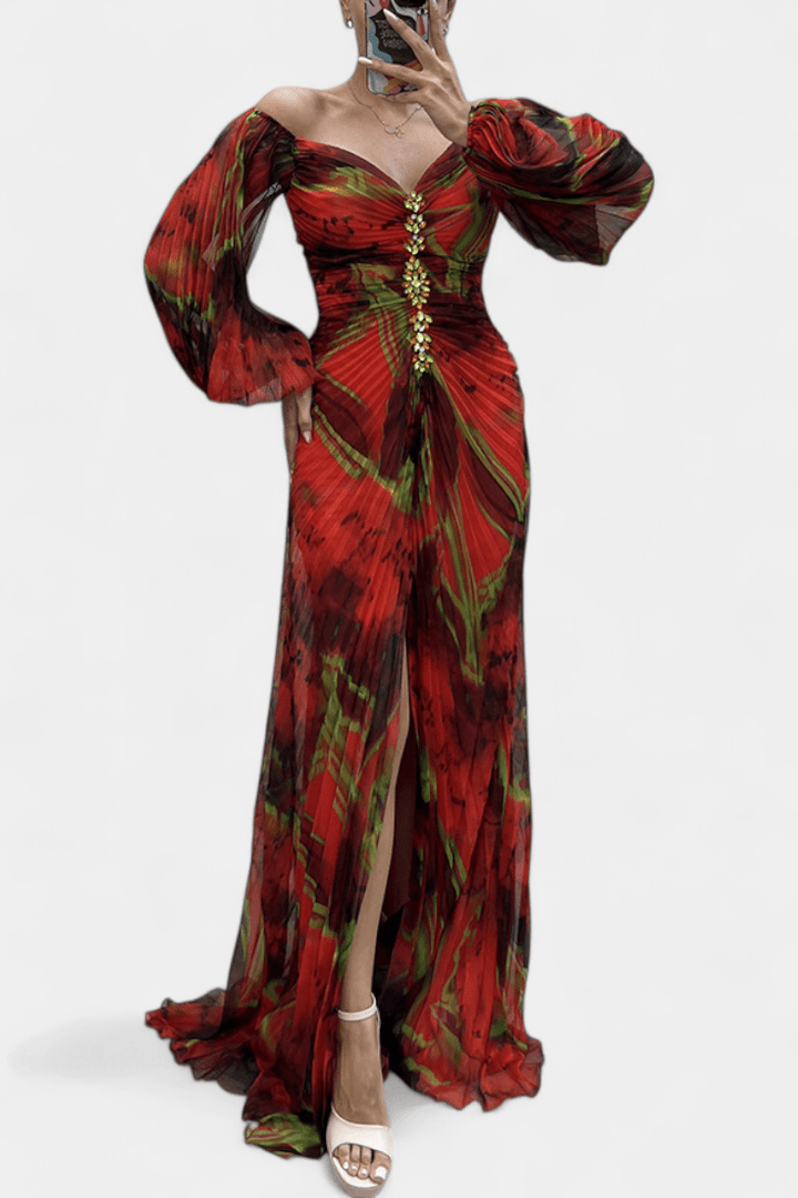 Kirstine | vestito maxy plissettato