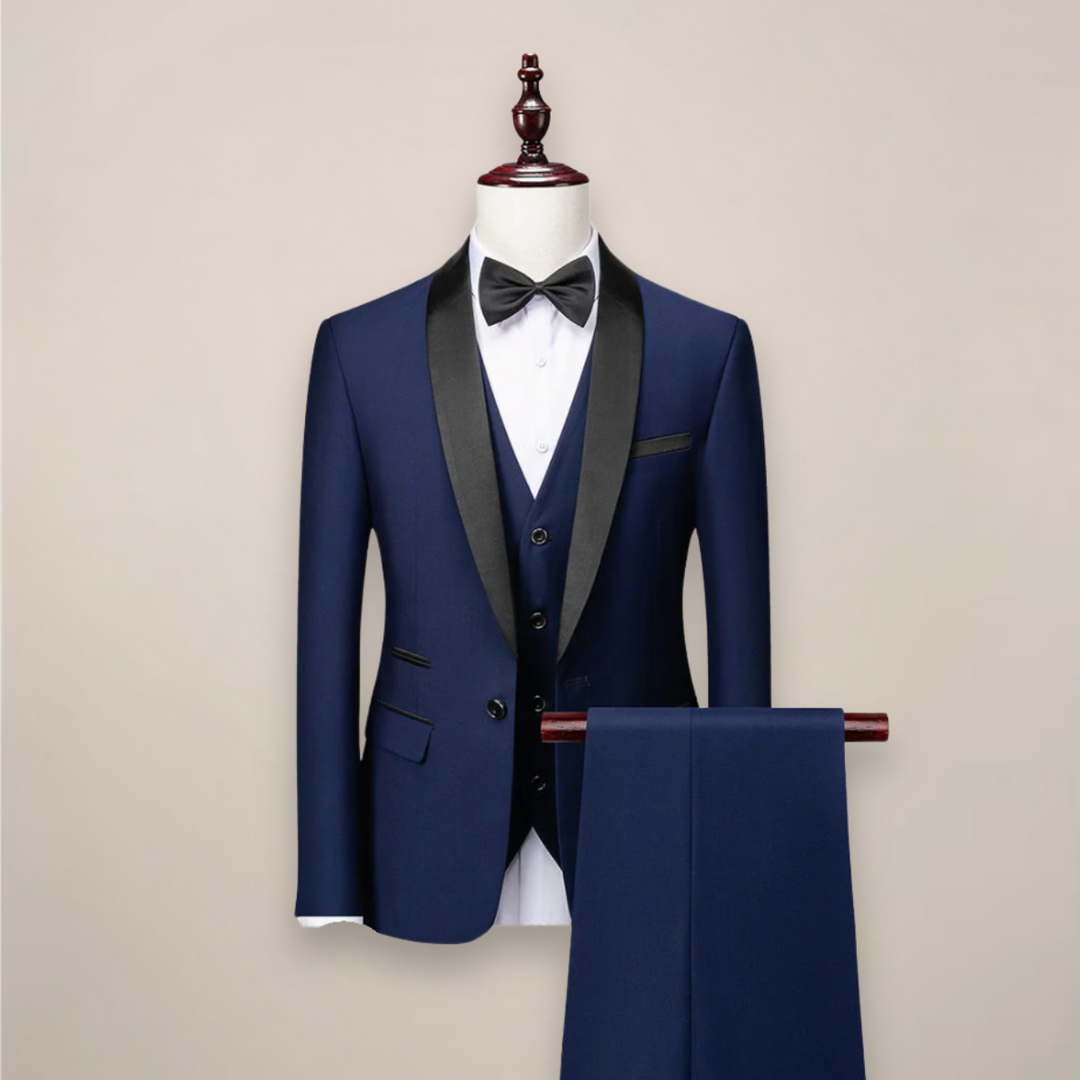 Smoking uomo tre pezzi con revers a scialle – Leone