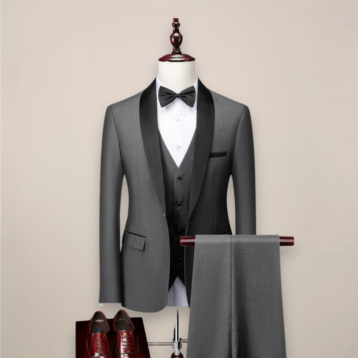 Smoking uomo tre pezzi con revers a scialle – Leone