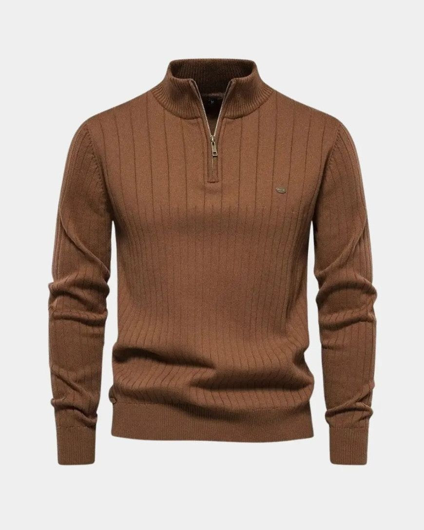 Mikkel | maglione in cotone con mezzo zip