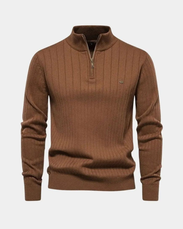 Mikkel | maglione in cotone con mezzo zip