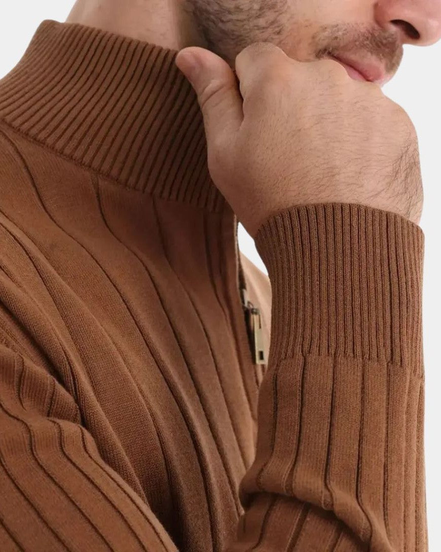 Mikkel | maglione in cotone con mezzo zip