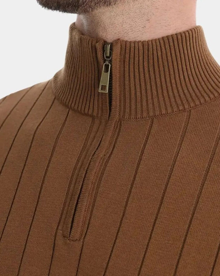 Mikkel | maglione in cotone con mezzo zip