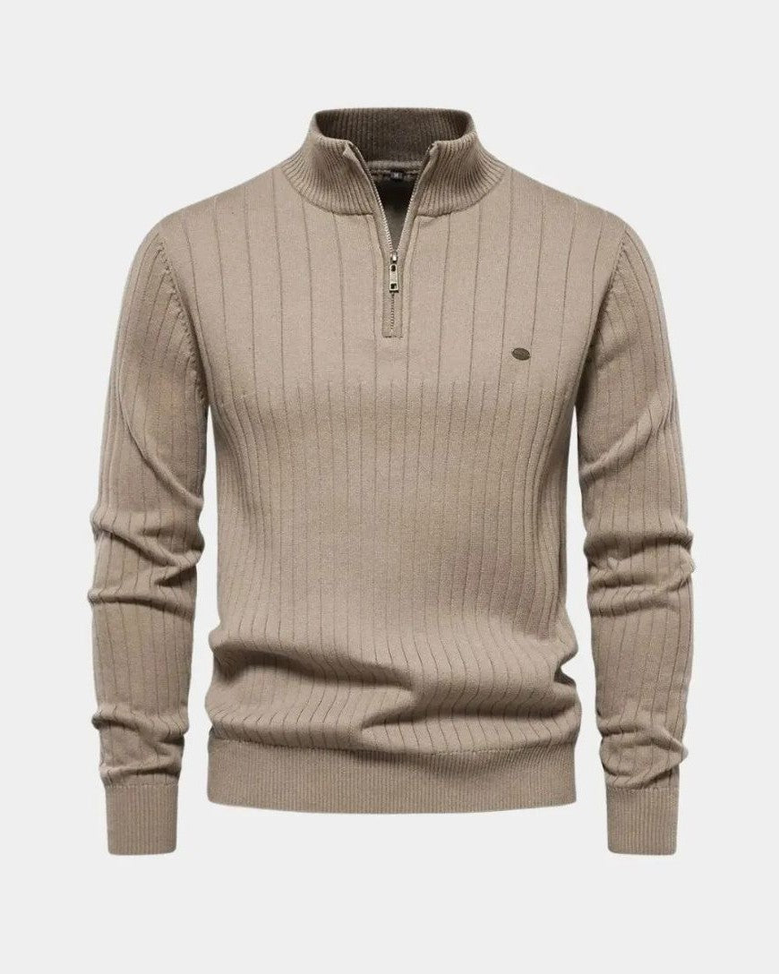 Mikkel | maglione in cotone con mezzo zip