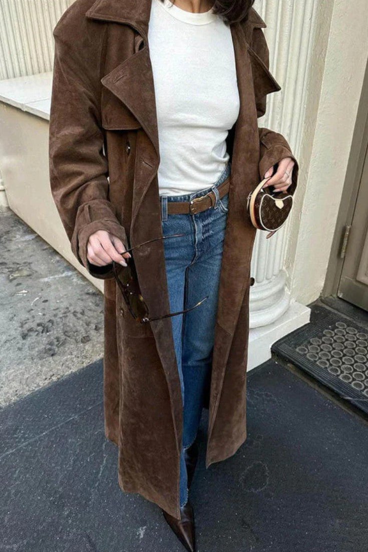 Mille | elegante trench coat in camoscio