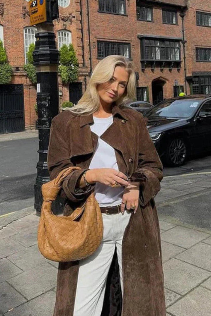 Mille | elegante trench coat in camoscio