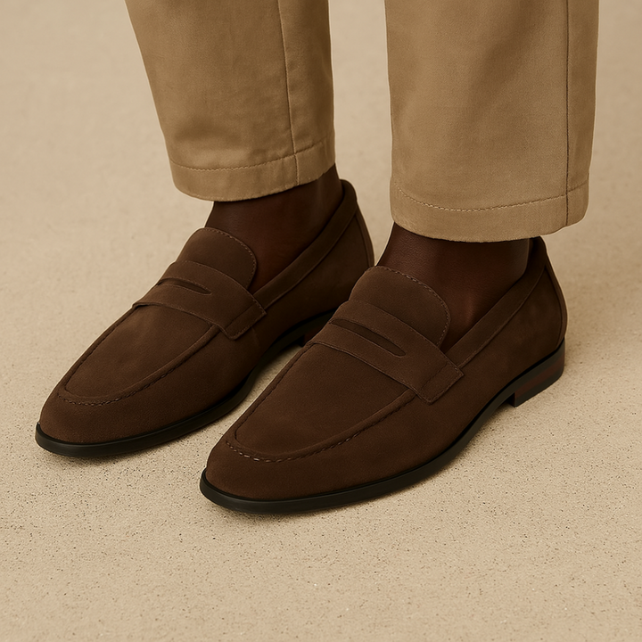 Old money suede penny loafers
