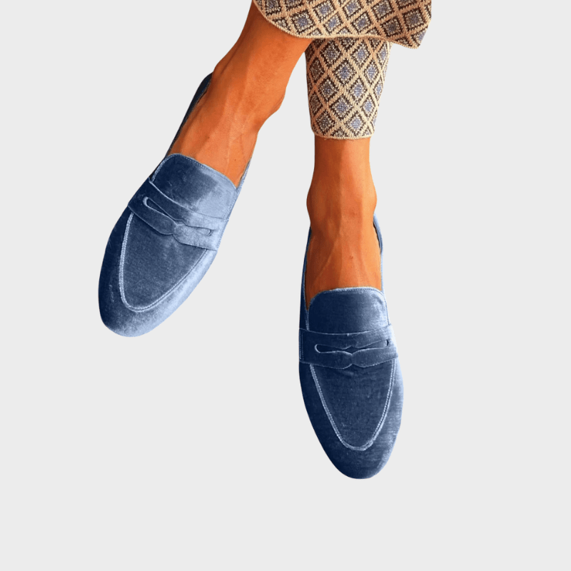 Olivia | mocassini blu velluto