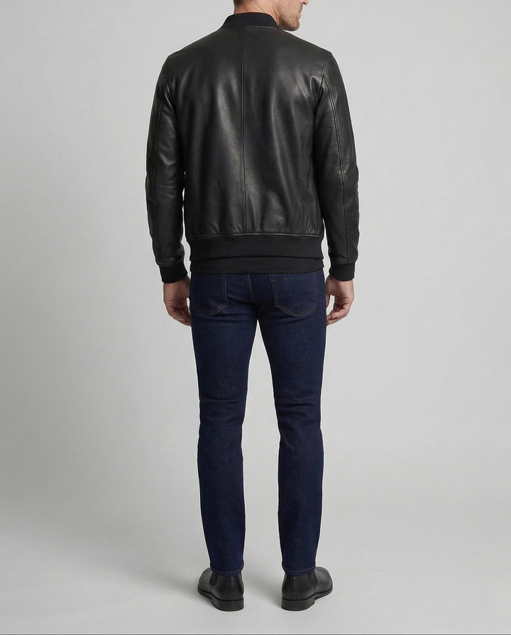 Giubbotto bomber uomo in ecopelle nero – Dante