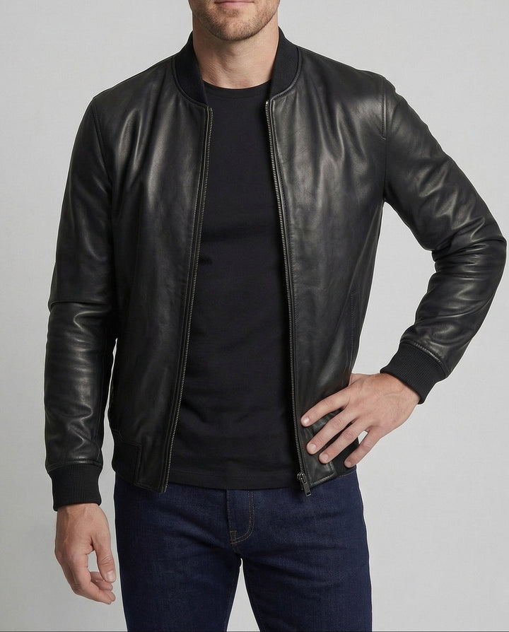 Giubbotto bomber uomo in ecopelle nero – Dante