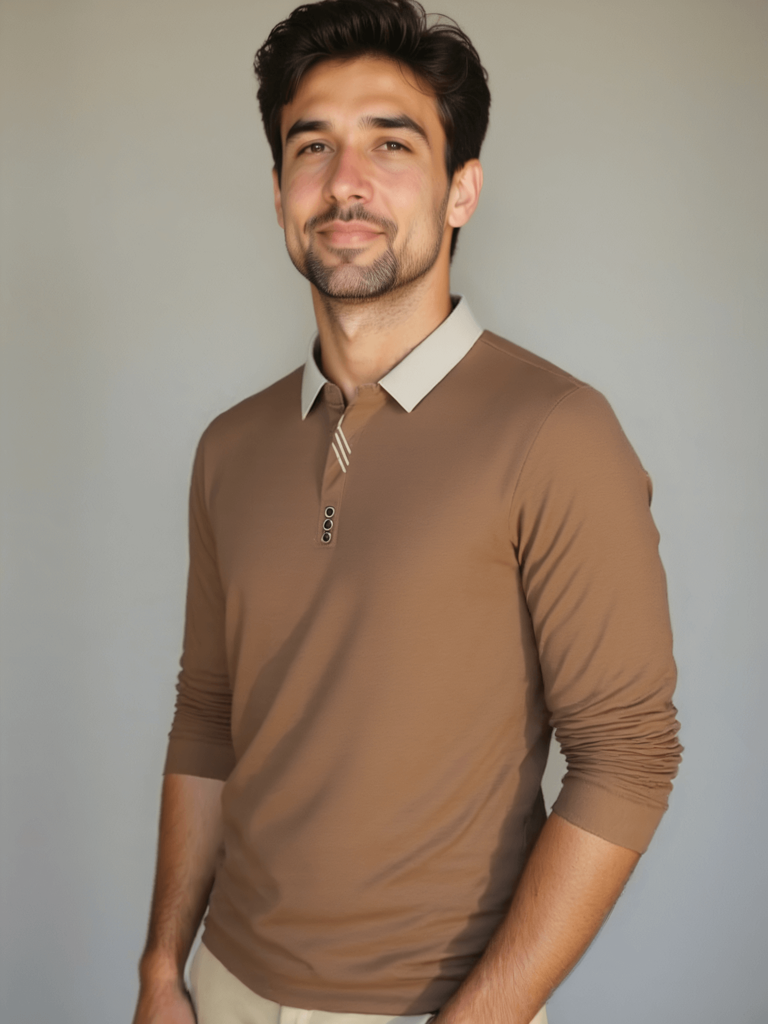 René | polo elegante a maniche lunghe