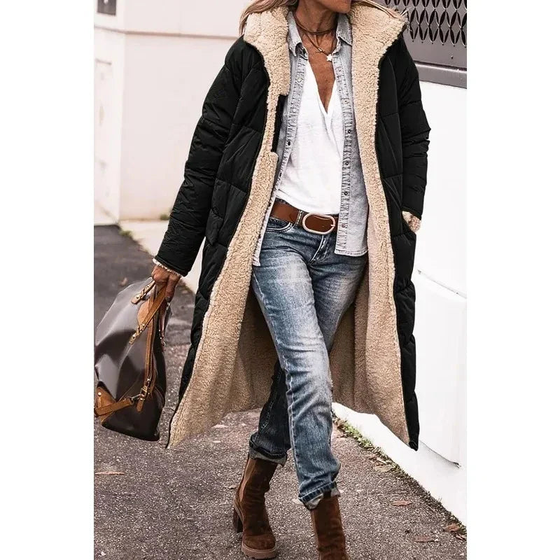 Cappotto lungo donna invernale con fodera in pile – Viviana