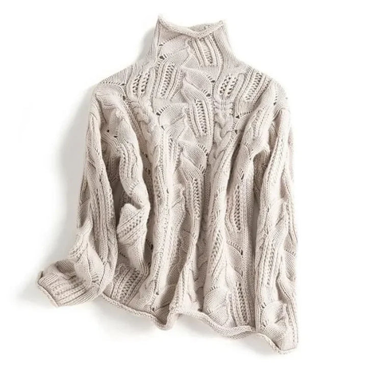 Sara | maglione donna collo alto a trecce in cashmere – maglione caldo invernale