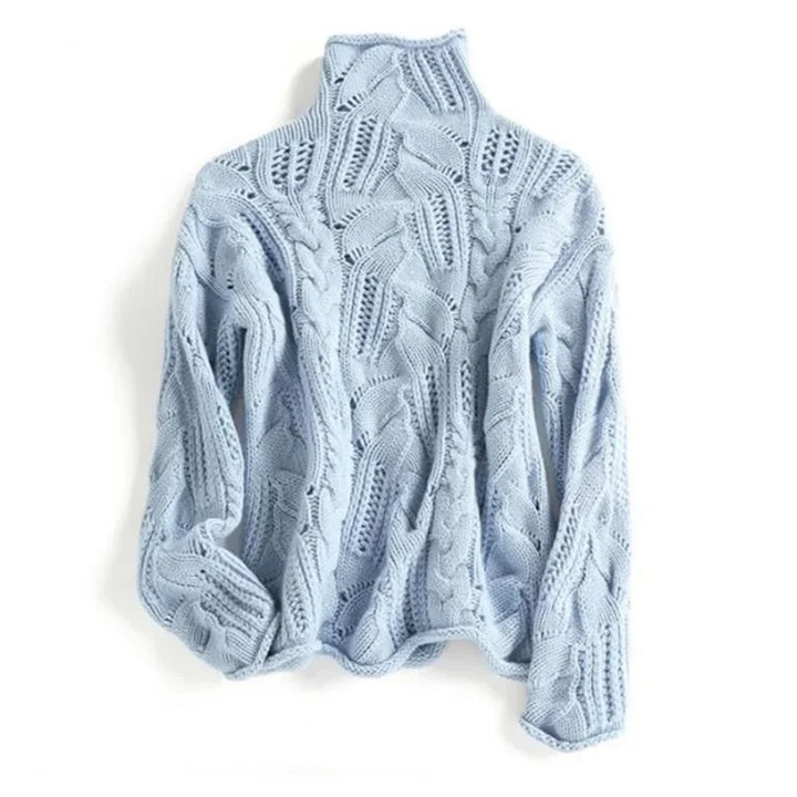 Sara | maglione donna collo alto a trecce in cashmere – maglione caldo invernale