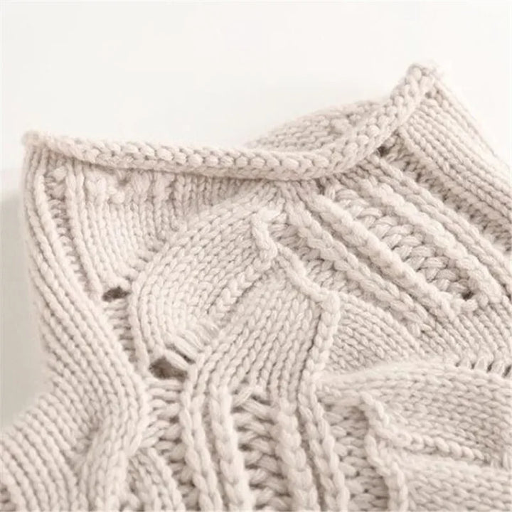 Sara | maglione donna collo alto a trecce in cashmere – maglione caldo invernale