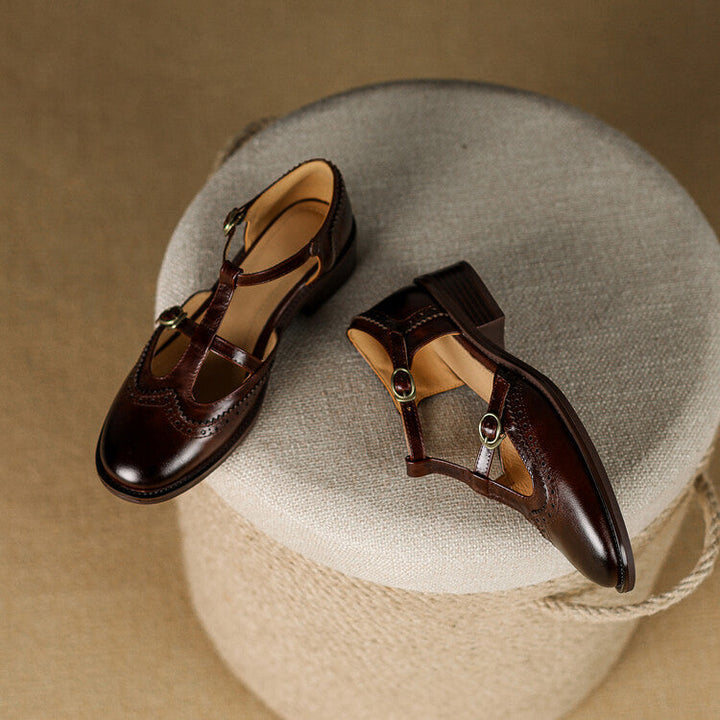 Lucia | scarpe mary jane donna in pelle con fibbie – scarpe vintage tacco basso