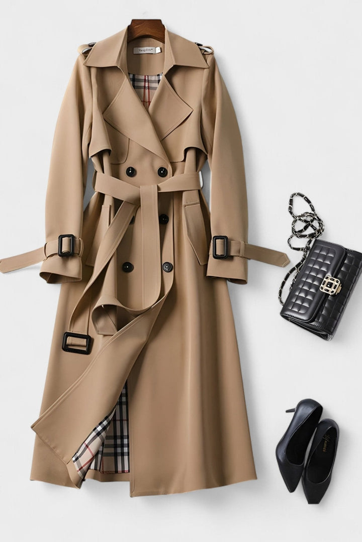 Saara | elegante cappotto con cintura in vita
