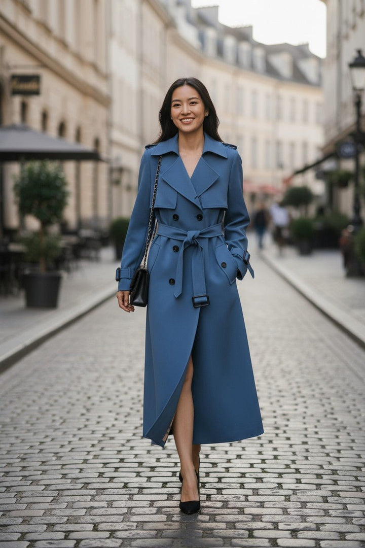 Saara | elegante cappotto con cintura in vita