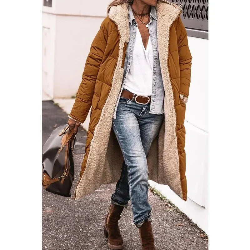 Cappotto lungo donna invernale con fodera in pile – Viviana