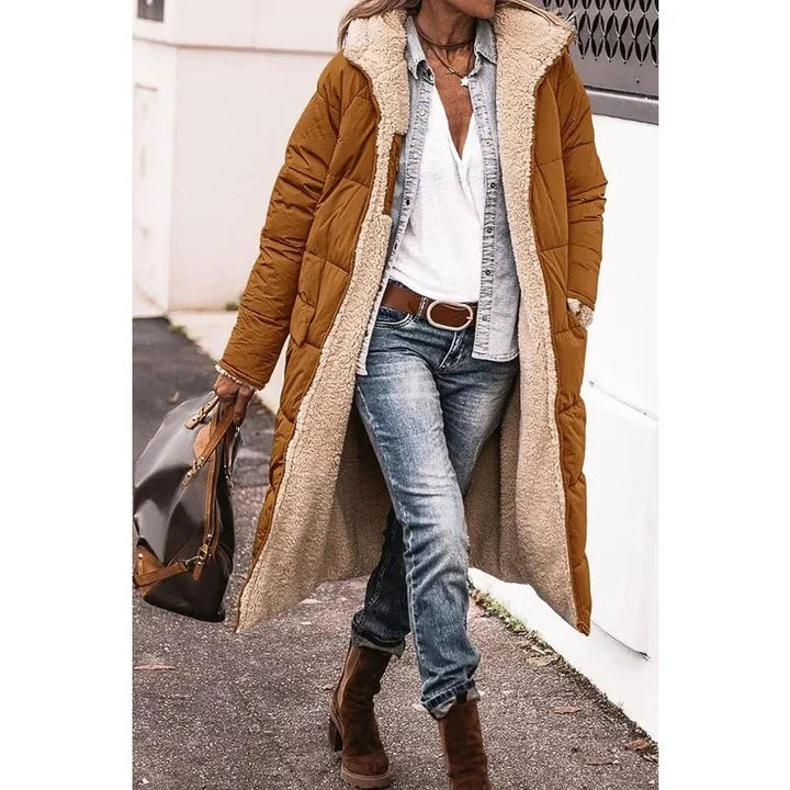 Cappotto lungo donna invernale con fodera in pile – Viviana