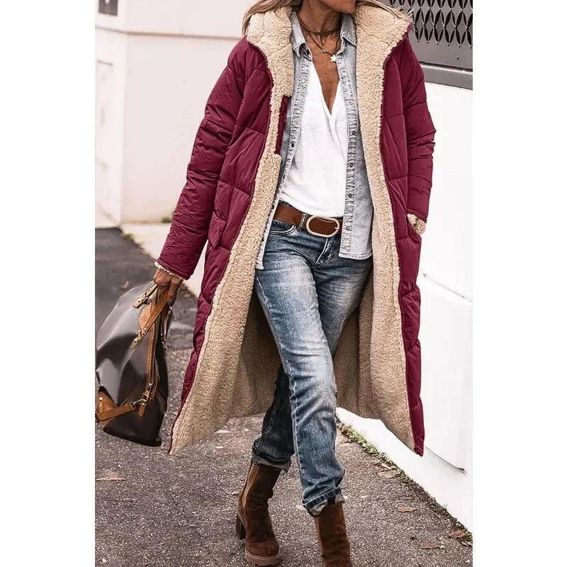 Cappotto lungo donna invernale con fodera in pile – Viviana