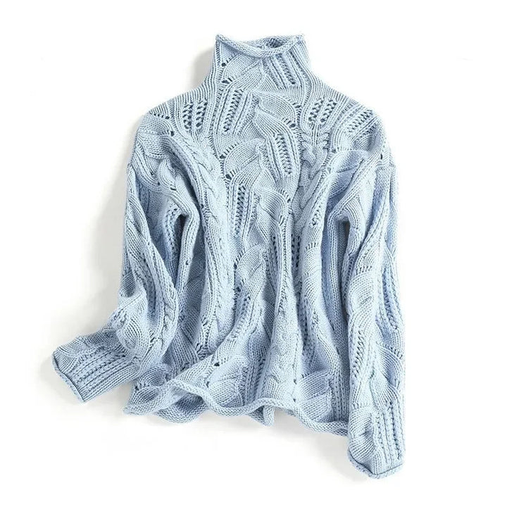 Sara | maglione donna collo alto a trecce in cashmere – maglione caldo invernale