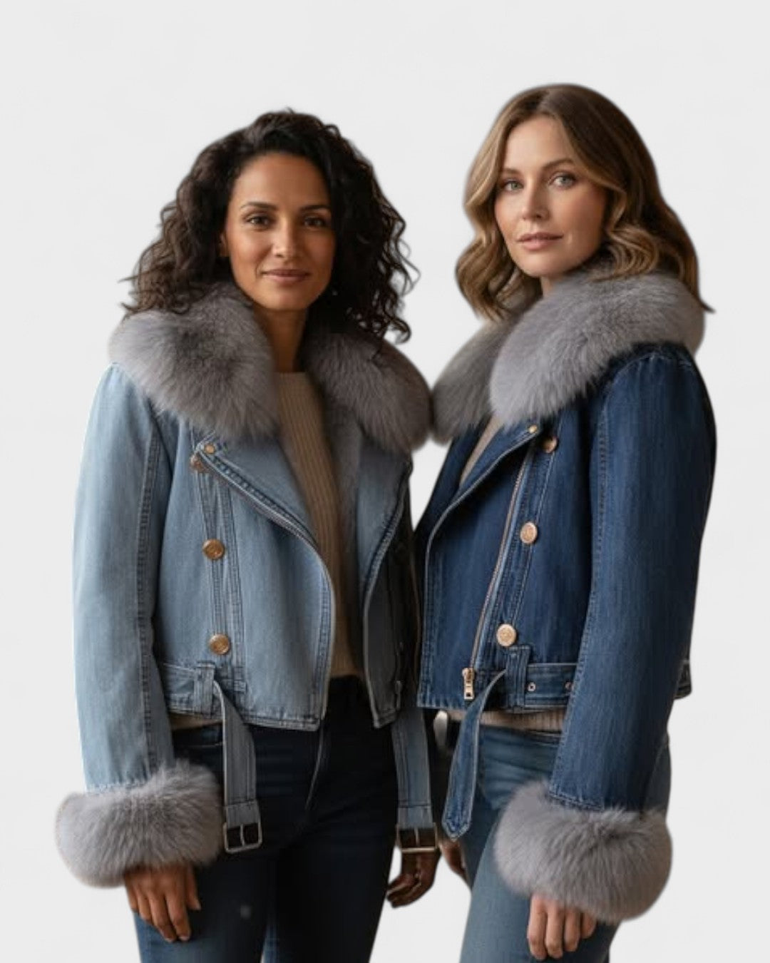 Thyra | giacca di jeans con fodera in pelliccia sintetica