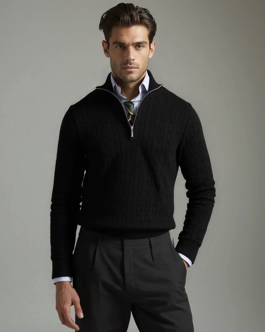 Tobias | maglione zip con motivo