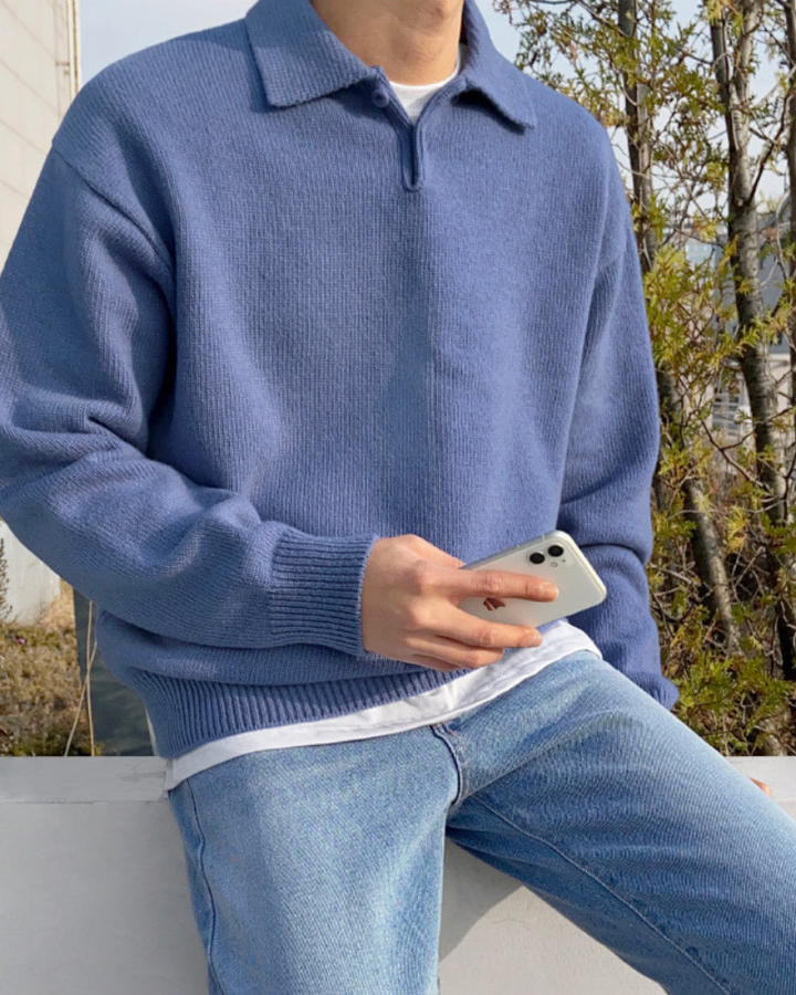 Giorgio | maglione mezza zip uomo in lana – maglione con colletto e bottoni