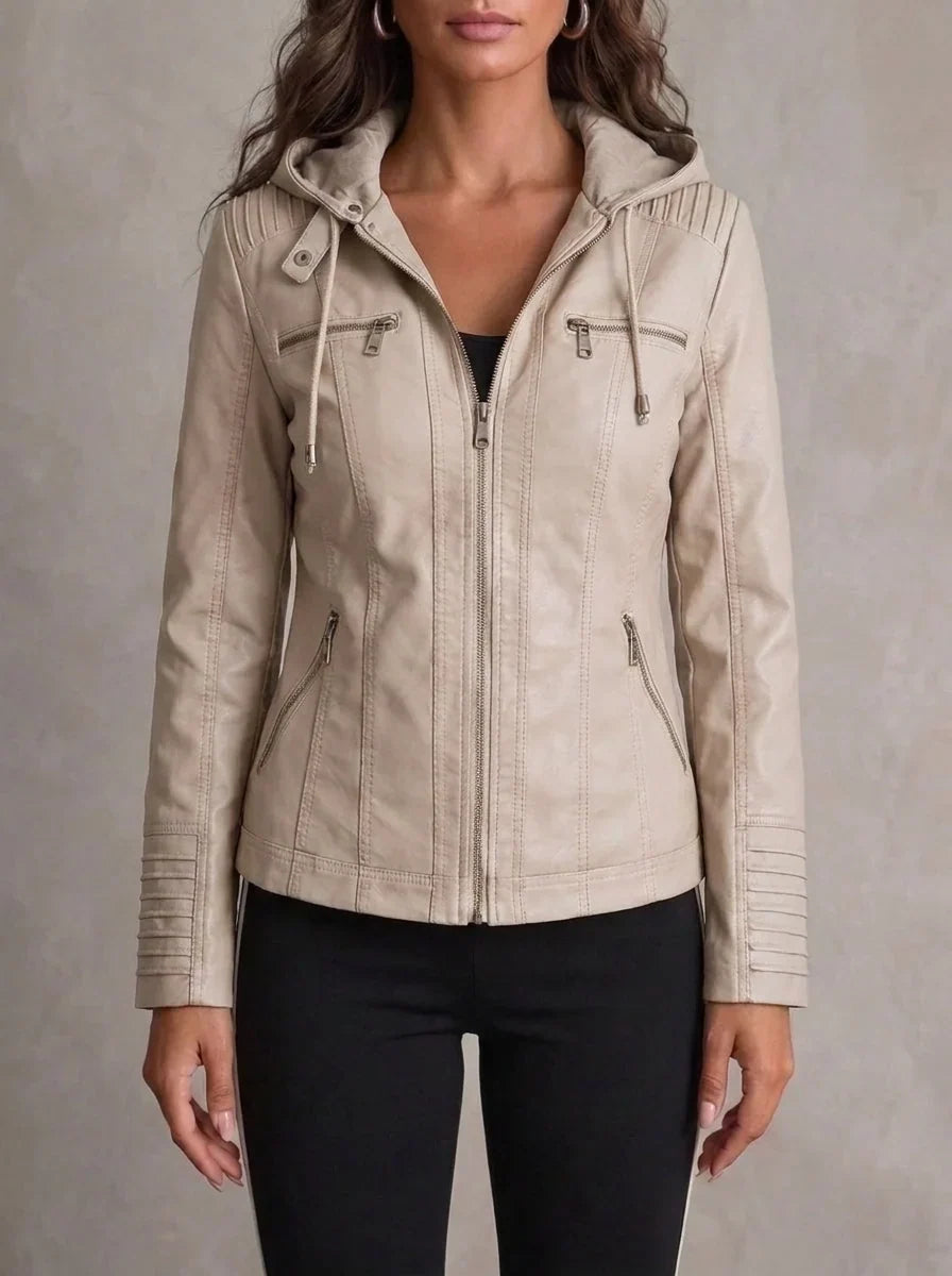 Giacca pelle donna con cappuccio – Assunta
