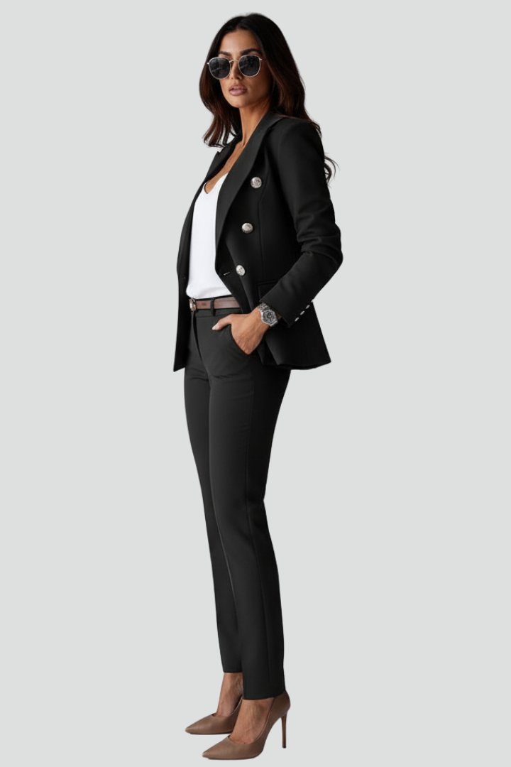 Tailleur donna elegante doppiopetto con pantaloni – Rebecca