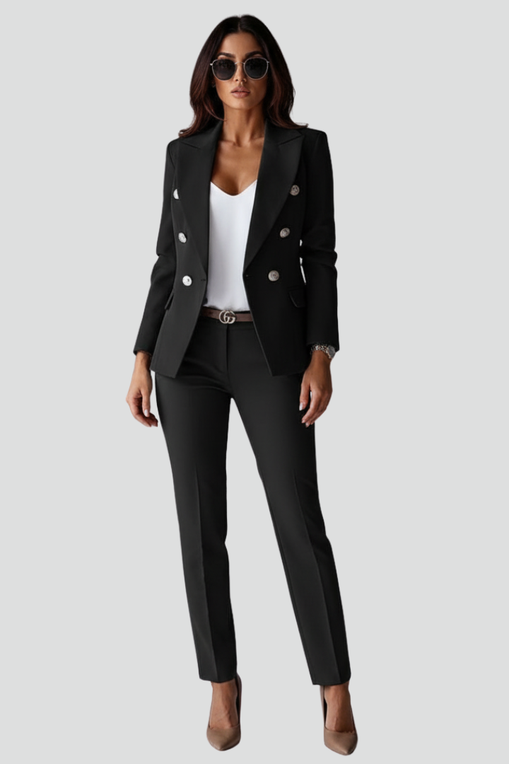Tailleur donna elegante doppiopetto con pantaloni – Rebecca