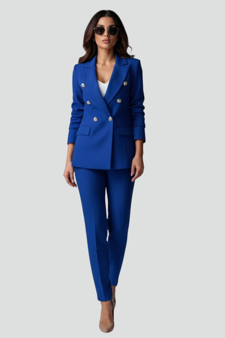 Tailleur donna elegante doppiopetto con pantaloni – Rebecca