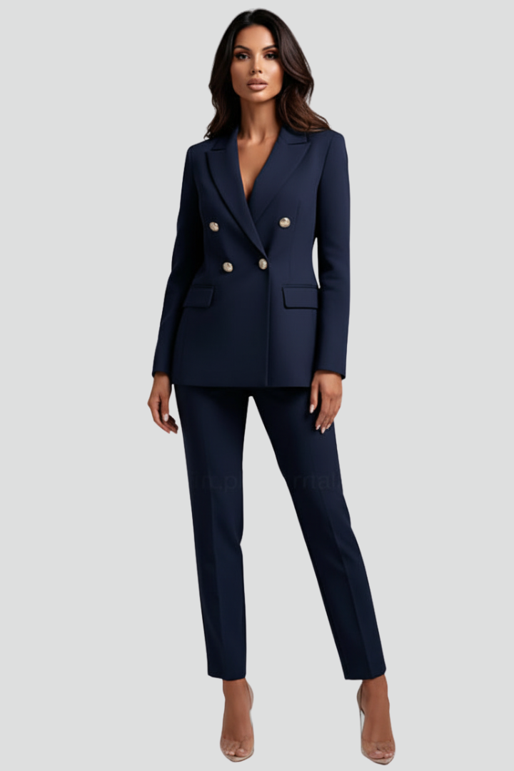 Tailleur donna elegante doppiopetto con pantaloni – Rebecca