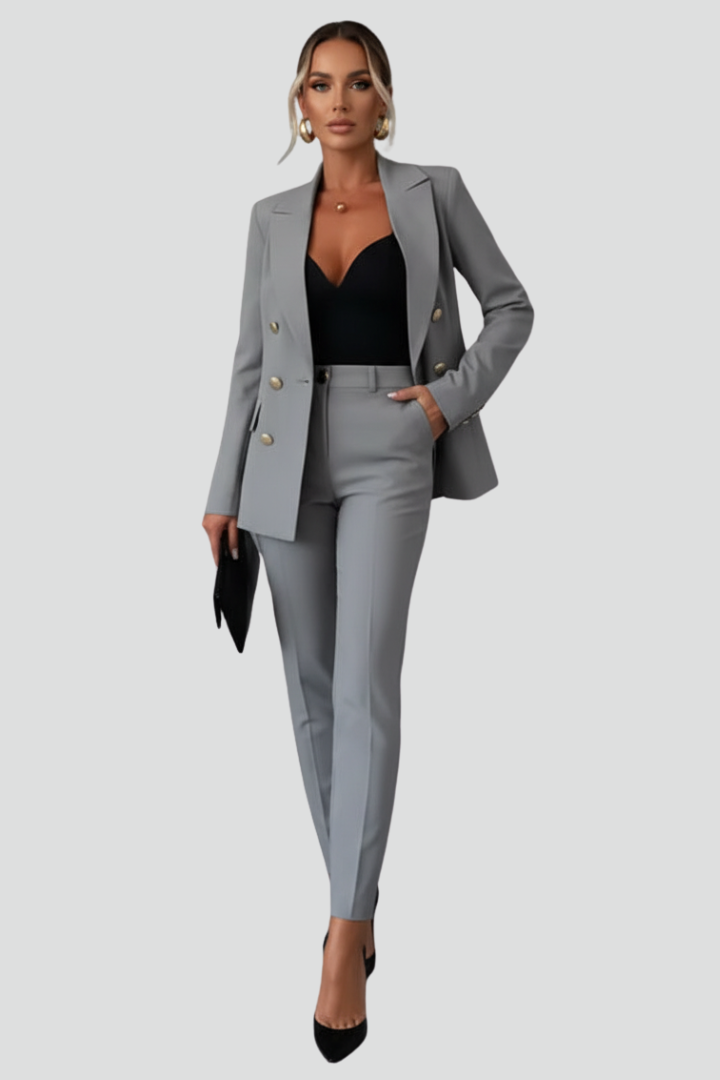 Tailleur donna elegante doppiopetto con pantaloni – Rebecca