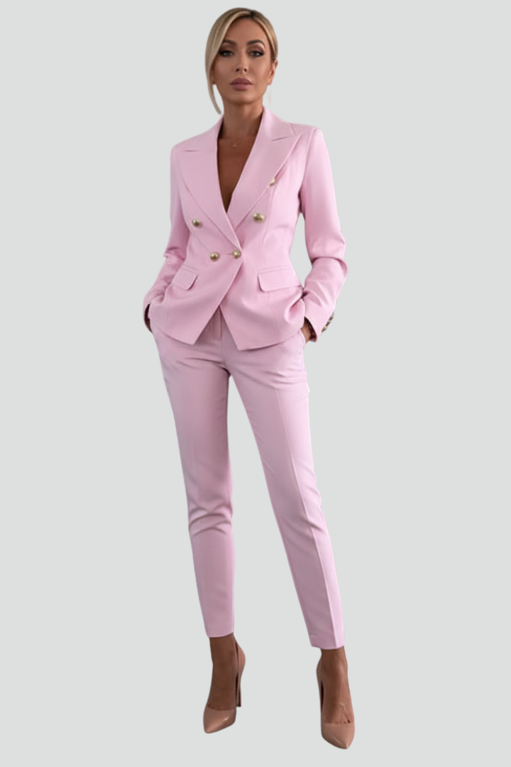 Tailleur donna elegante doppiopetto con pantaloni – Rebecca