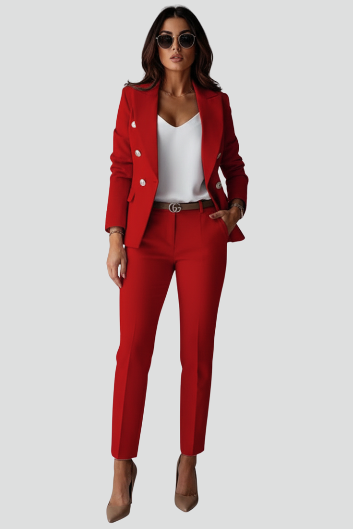 Tailleur donna elegante doppiopetto con pantaloni – Rebecca