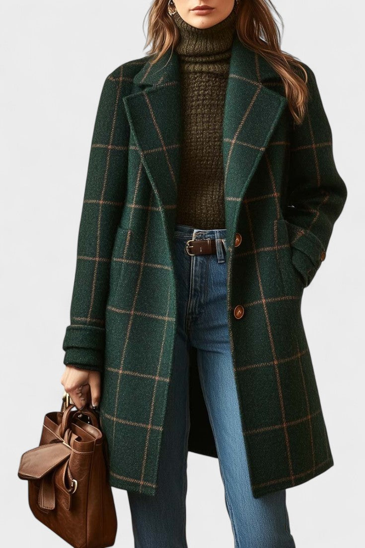Bianca | elegante cappotto in tweed a fantasia tartan